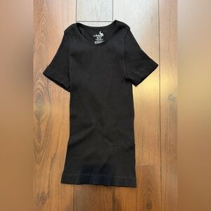 Free people intimately Xs/s black ribbed short sleeve shirt top women